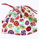Handmade Japanese Drawstring Bag: Koi & Umbrella Design - Kurumira Shop