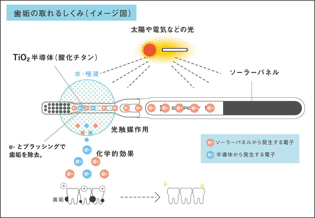 Solar Day Toothbrush Soladey5 Ionic Toothbrush Solar Panels TiO2 Semiconductor Brush W/O To