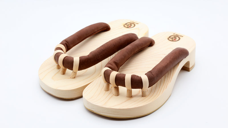 Ena Deer Leather Strap Five-Toe Wooden GETALS Sandals – Saganoya