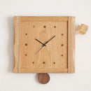 Wooden Leaf Pendulum Wall Clock Natural Design 29.5cm - Suzuki Kobo