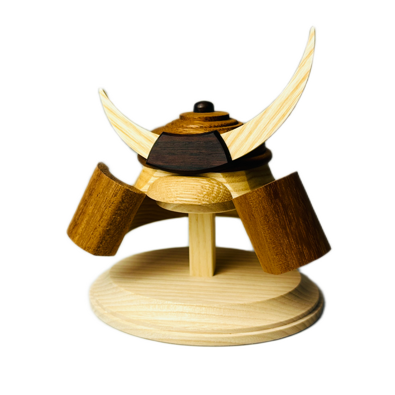 Wooden Samurai Kabuto Helmet Ornament, Handcrafted By Ricod - Shizuoka City