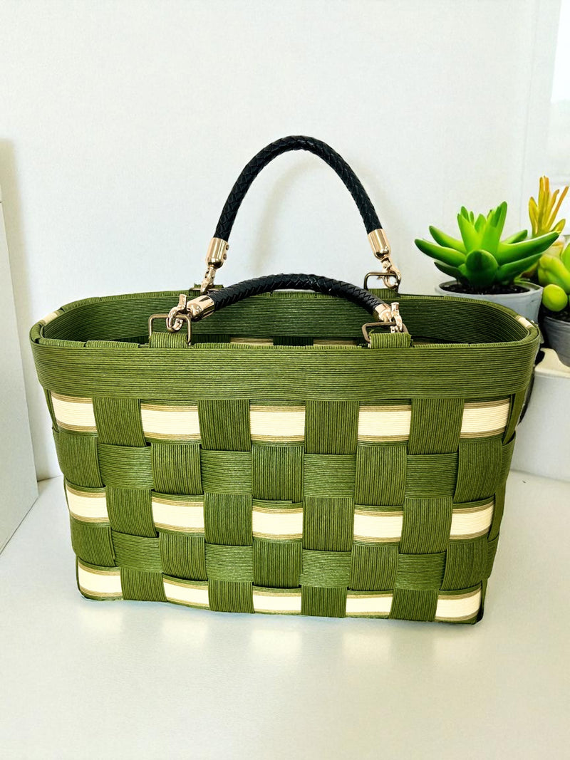 Handmade Hanaori Woven Bamboo Handle Bag - Kurumira Shop
