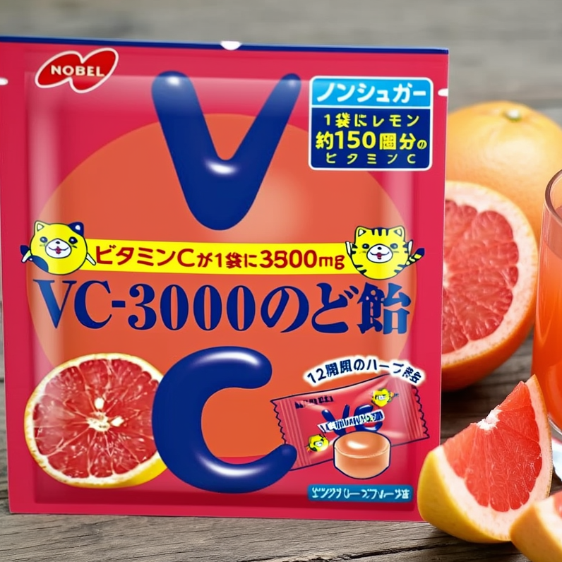 Nobel VC-3000 Pink Grapefruit Throat Candy 4-Bag Set Made in JAPAN - Tokyo Sakura Mall