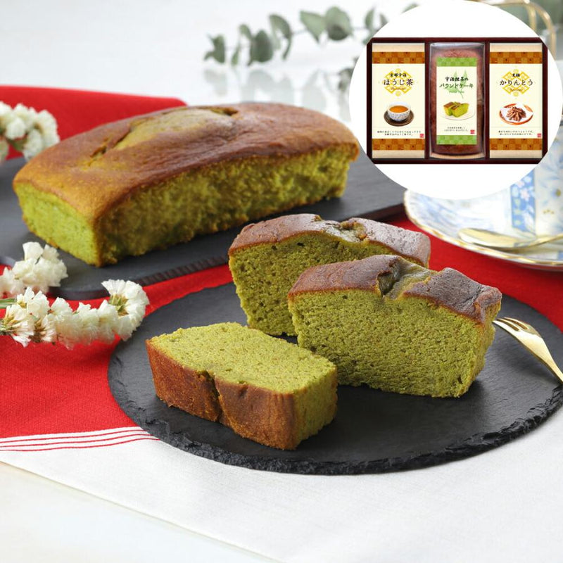 Uji Matcha Pound Cake, Hoji Tea & Kokuto Karinto Set - Global & Gourmet Shop