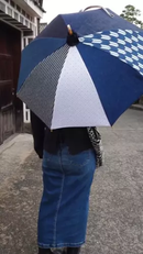 Denim parasol sunshade w/resin buttons Handmade by craftsmen from Japan - The Japan Pride