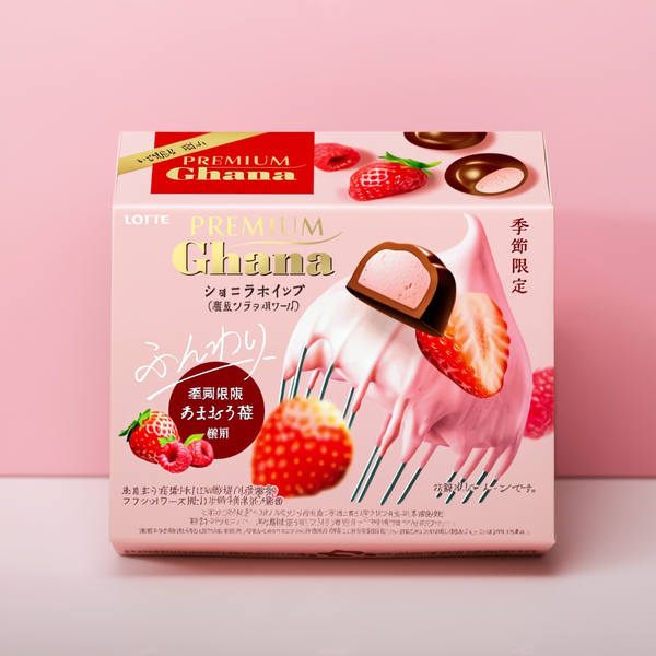 Lotte Premium Ghana Choco Chocolate Whip Strawberry & Framboise 56g – Made in JAPAN - Tokyo Sakura Mall