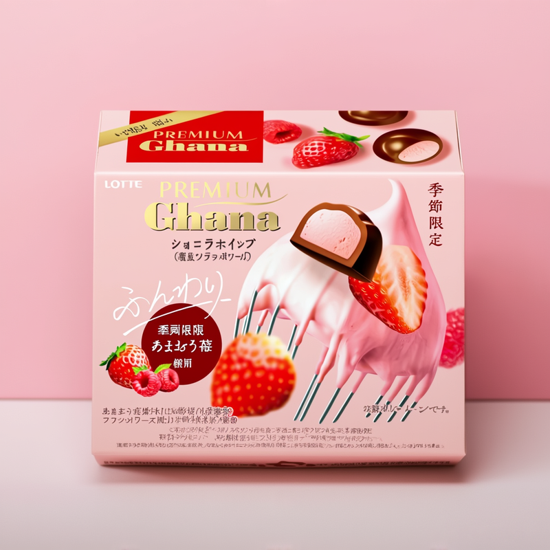 Lotte Premium Ghana Choco Chocolate Whip Strawberry & Framboise 56g – Made in JAPAN - Tokyo Sakura Mall