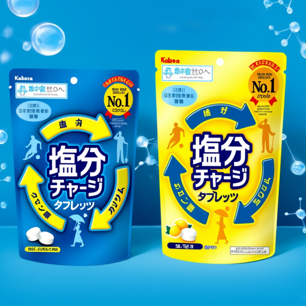 Kabaya Salt Charge Tablets 2 Flavors Set (Lemon & Sports Drink) 81g×3 Each – Made in JAPAN - Tokyo Sakura Mall