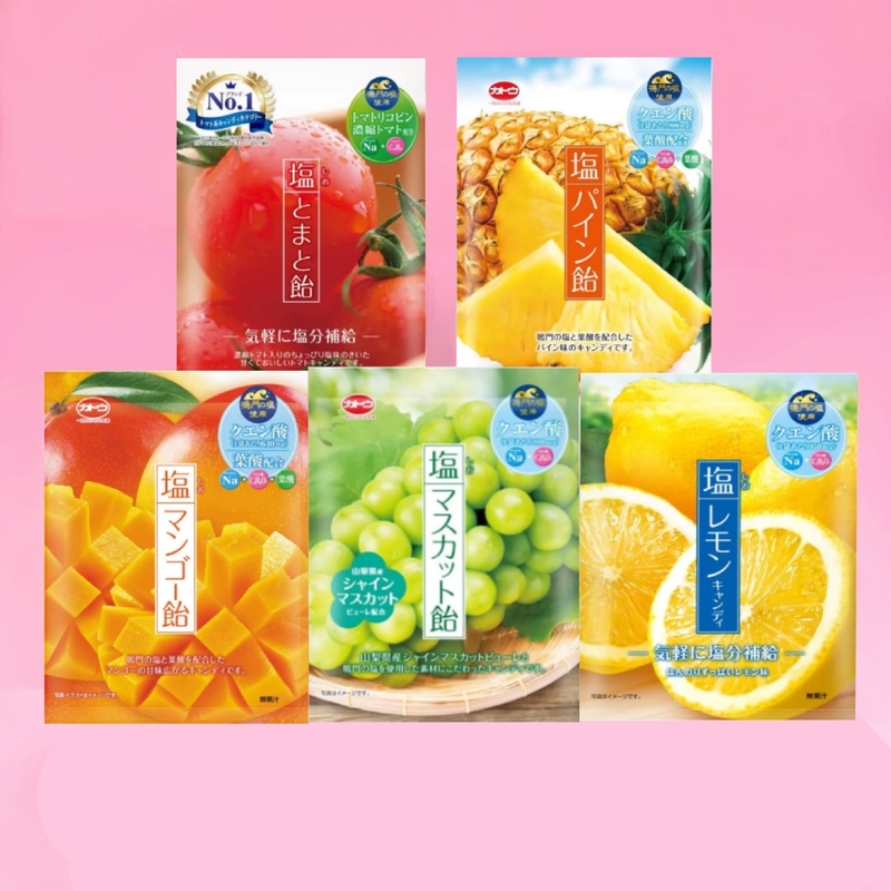 Kato Seika Salt Candy 5-Flavor Set (Tomato, Lemon, Mango, Pineapple, Muscat) – Made in JAPAN - Tokyo Sakura Mall