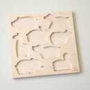 Handcrafted Wooden Animal Puzzle Toy Natural Wood 30cm - Suzuki Kobo