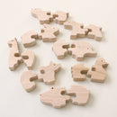 Handcrafted Wooden Animal Puzzle Toy Natural Wood 30cm - Suzuki Kobo