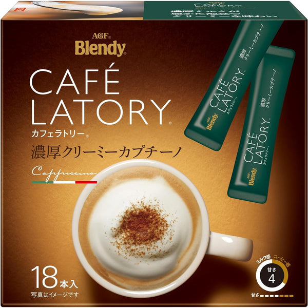 AGF Blendy Cafe Ratory, Thick Creamy Cappuccino 18 Stick x 3 Boxes Stick Coffee - TSM