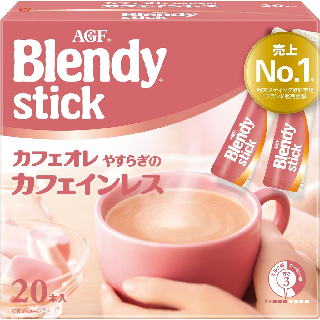AGF Blendy Stick Cafe au Lait Yasuragi no Caffeinated 20 Stick Made in